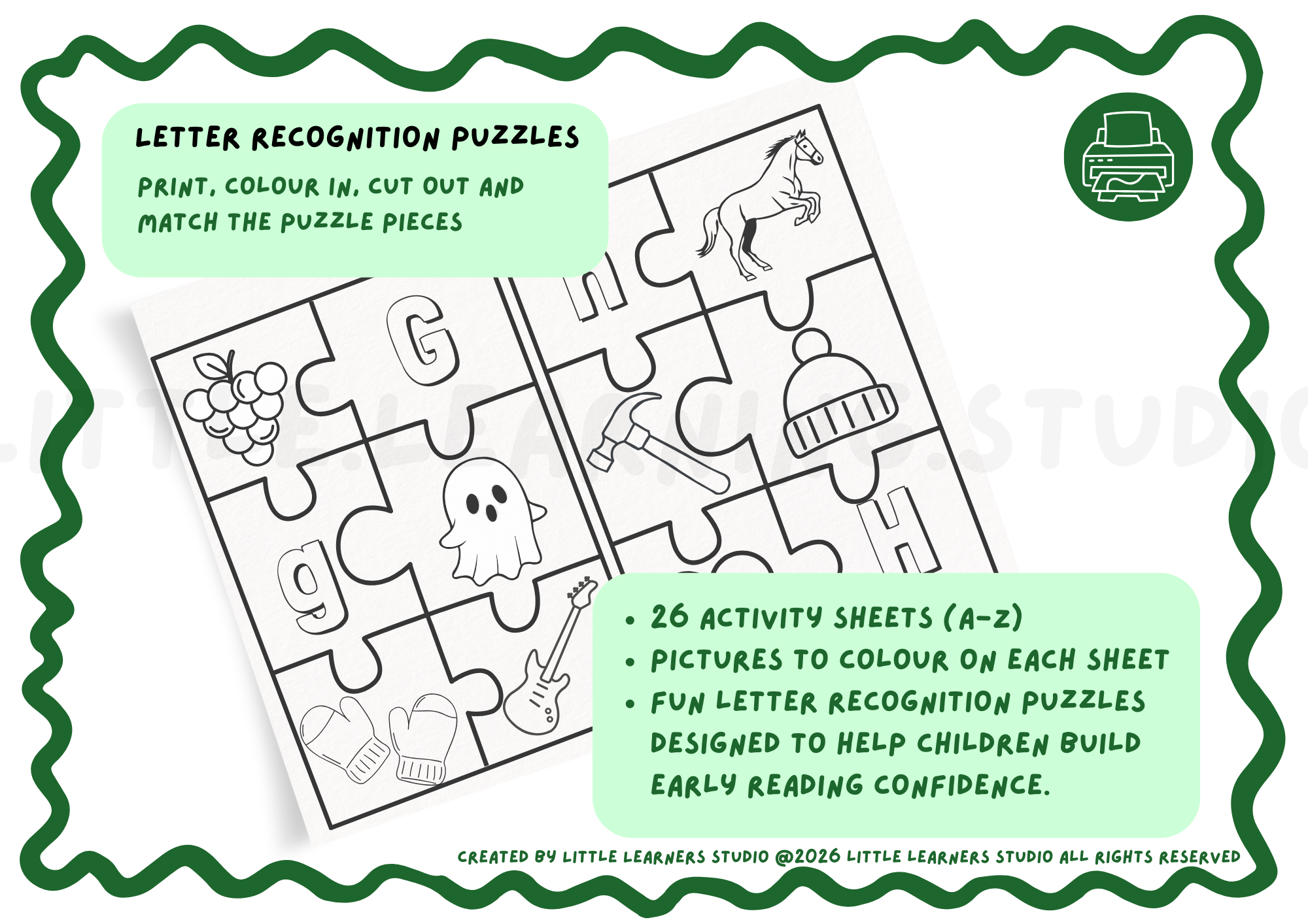 Beginning Sounds Word Puzzle for Kids (Printable Phonics Worksheets A–Z)