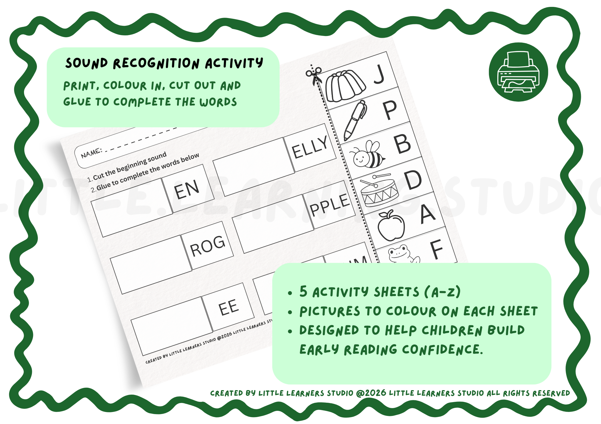 Beginning Sounds Activity for Kids (Printable Phonics Worksheets A–Z)